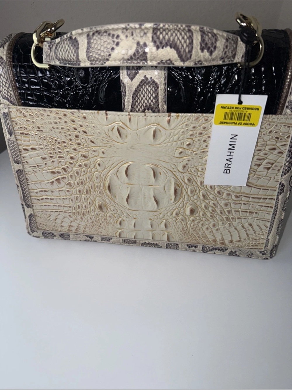 Brahmin Hallie Ivory Iguana Rockville Leather Satchel---NWT - Picture 3 of 10